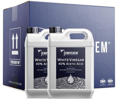 40% Acetic Acid (White Vinegar) – Technical Grade Cleaning Vinegar Alternative – Concentrated Solution for Professional Cleaning, Limescale Removal, Descaling & Outdoor Use (2 X 5 Litre)