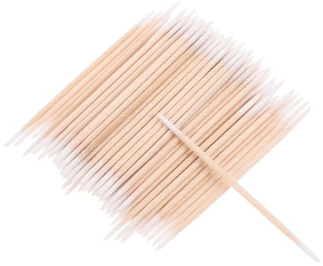 ANDRESLAD 2 Stück Doppelspitze Wattestäbchen Baumwollspitzen Holzstiel Präzise Reinigung Schmuck Elektronik Kosmetik Makeup Applikator Beauty Tool Zubehör