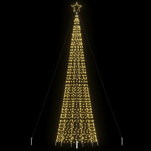ACAGALA Albero di Natale luminoso per esterni con paletti di terra 500 cm, 1534 LED, forma conica illuminata, con stella, albero di Natale luminoso con chiodi di terra, decorazione natalizia a