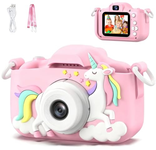 Kids Camera, Digital Camera for Girls, 48 MP HD 1080P IPS Screen Dual Selfie Digital Toddler Video Camera Toy for Kids