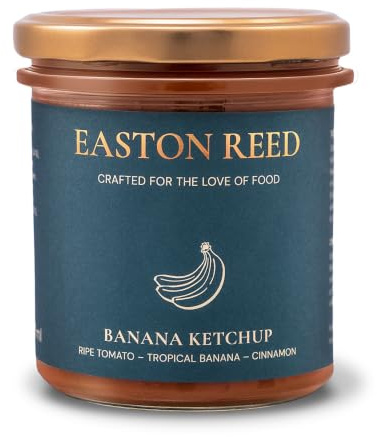 Easton Reed Banana Ketchup, Bananenketchup, Ketchup Alternative | Exotischer Fruchtketchup mit milder Curry-Mango-Note. Eine kreative BBQ-Alternative zum Grillen und Dippen für Foodies