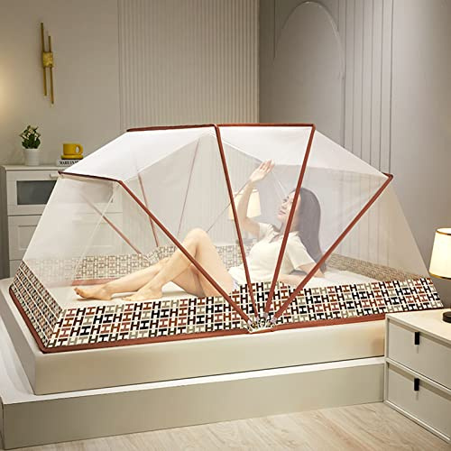 Moskitonetz-Bett, tragbares, faltbares, aufklappbares, bedrucktes Moskitonetz, geeignet für Bett, Camping, Reisen, Zuhause im Freien (160 x 190 cm)