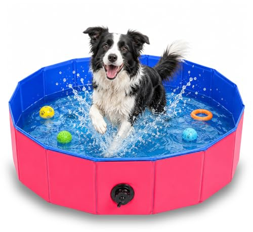 Hundepool,120x30cm Hundebadewanne Faltbarer mit Ablaufloch,Planschbecken für Haustiere,Faltbarer Pool,Hundeplanschbecken,Robustes Planschbecken Pool für Hunde und Katzen