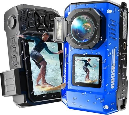 MaxMango D50 33FT Macchina Fotografica Subacquea Impermeabile, 8K 70MP Fotocamera Digitale con 16 GB di Scheda, Doppio Schermo 2.8'' per Selfie, 18x Zoom, Resistente a Polvere e Urti per Snorkeling