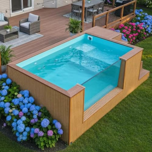 Piscina de vidrio lateral de 3 m/20 pies, contenedor de envío prefabricado sobre el suelo