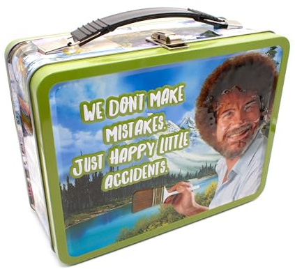 AQUARIUS 48196 Bob Ross Happy Accidents Große Gen 2 Fun Box zzCOULD NOT FIND Aufbewahrungsbox aus Blech, Komplett Bedruckt, Mehrfarbig, 20,3 cm