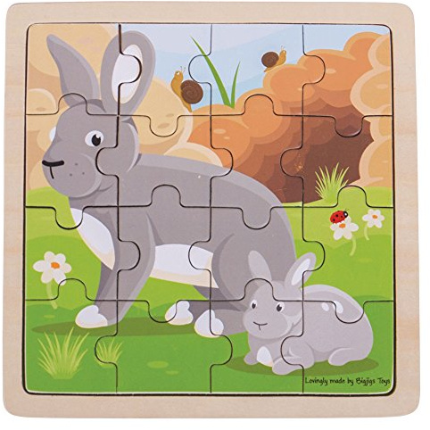 Bigjigs Toys Chunky Wooden Rabbit and Kitten Jigsaw Puzzle