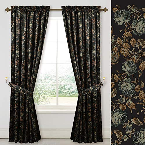 StangH Samt-Vorhänge, Blumendruck, 132 x 160 cm, 2 Stück Country Rustic W52 x L96, Pole Top grün