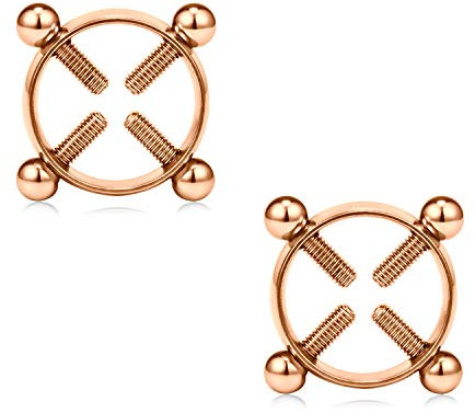 Mayhoop 2 Pièces Faux Non Piercing de Mamelon Anneau de Téton Acier Inoxidable Or Rose avec Vis Ajustable sans Piercing pour Femme