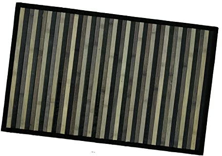 emmevi Tappeto Bamboo Legno Stuoia Antiscivolo Passatoia Pedana Bambù Cucina Bagno Degradè 50x275 Nero