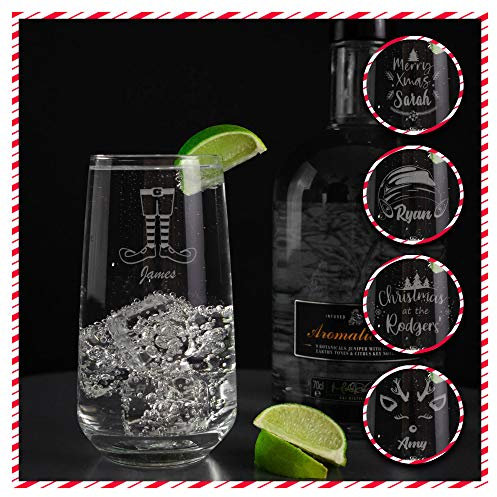 Personalised Engraved Glass Your Own Text Etched, Engraved Christmas Glasses Gift, Etched Drinking Glass; Xmas Large Gin, Wine, Pint, Hi Ball, Whiskey Tumbler, Champagne Prosecco Glass (Hi Ball)
