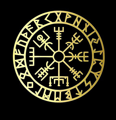 myrockshirt Vegvisir Gold Wikinger Kompass Mythology ca. 30cm Aufkleber,Sticker,Decal,Autoaufkleber,UV&Waschanlagenfest,Profi-Qualität,Wandtattoo