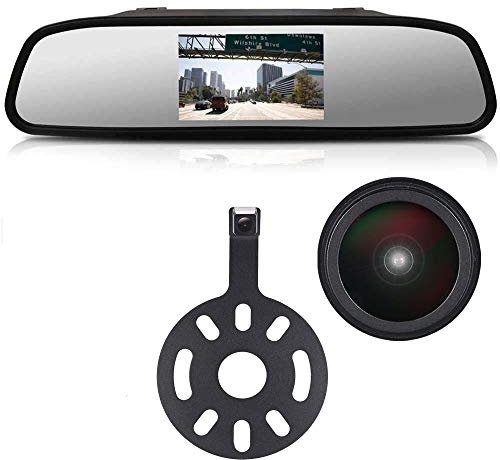 【Super HD Rückfahrkamera Set】4.3'' Rückspiegel Monitor + 1280*720 Pixel 1000TV Linien HD Rückfahrkamera für Jeep Wrangler/Willys/Unlimited Sahara Spare Tire Rubicon Reifen PKW-Reservereifen 2017-2019