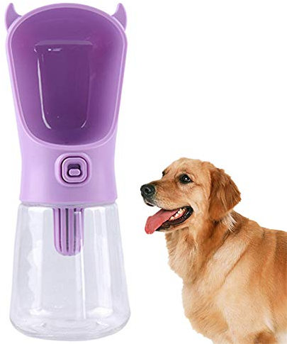 PLUS PO Gourde pour Chien Voyage Bouteille d Eau pour Chien Chien Potable Bouteille Portable Chien Bouteille d'eau avec Bol Pet Voyage Bouteille d'eau Purple