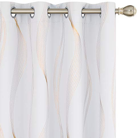 Deconovo Lot de 2 Rideaux avec Oeillets Effet Lin, 117x183 CM, Rideau Chambre Bebe Salon en Tissu Moderne, Gris Perle
