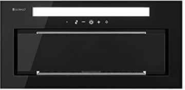 GLOBALO Campana extractora, campana de cocina integrada, con iluminación, ancho de instalación 60 cm, sin motor, Cooperación turbina, Silentio 60.2 Black