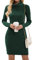 Imuedaen Women's Turtle Neck Jumper Dress Long Sleeve Knitted Dress Sweater Dress Knitted Jumper Slim Fit Knitwear Pullover for Autumn Winter (A Dark Green, XS)