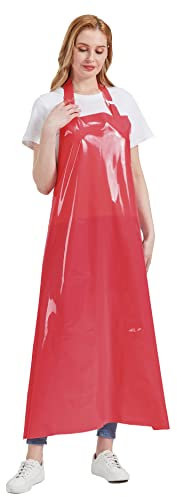 Nanxson TPU Schürze Unisex Wasserdichte Schürze Verstellbare Nackenschulter Leichte Arbeisschürze CF3148 (Rot, 110 * 80)