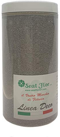 Seat Flor srl® Sabbia colorata, sabbia per decorazioni, sabbia per wedding, sabbia mis. 0.3/0.7 mm. in barattolo da 750 gr. (25 colori disponibili) (Grau)