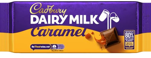 Cadbury Dairy Milk Caramel Chocolate Bar, 180 g (Pack of 1) | Delicious Caramel Filled Milk Chocolate Bar, 180 g Size, For Treats Or Sharing