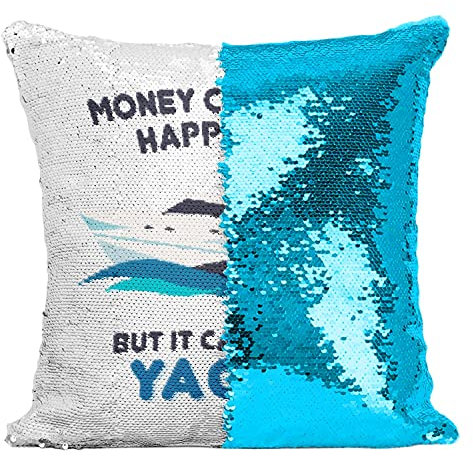 Fabulous Kissen mit Paillettenbezug Türkis Yacht - Money Can't Buy Happiness Luxus Boot