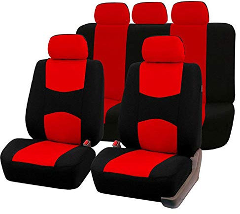 Headerbs Universelle Autositzbezüge, Komplettes Set, Vordere Hintere Kopfstützen, Atmungsaktiv, Autositzschutz, Innenbezüge (rot)