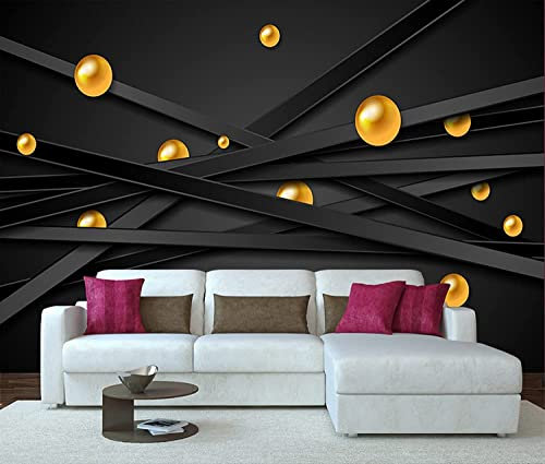 Cercle Noir Géométrique Minimaliste De Luxe Léger Moderne Papier Peint Mural Papier Peint De Fond Décoration Industrielle Décoration De La Chambre À Coucher Papier Peint 3D Décoratio 140(L) x70(H) cm