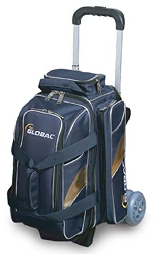 900 Global Unisex-Erwachsene Deluxe Bowlingtasche mit 2 Kugeln, Gold, blau/goldfarben, Einheitsgröße