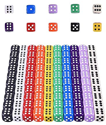 HUAZIZ 100-teiliges 6-seitiges Würfel-Set, 16 mm, Bunt, Acryl, Cube