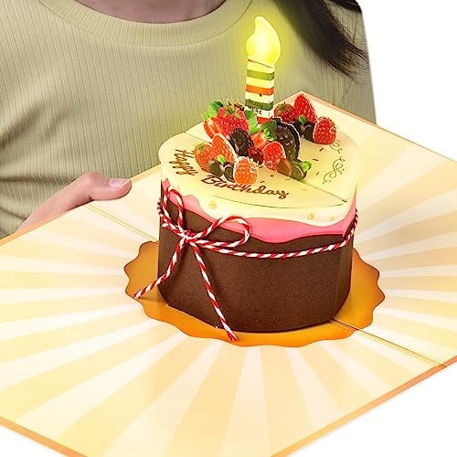 FITMITE Geburtstagskarte, Ausblasbare Kerze 3D Pop Up Karte Geburtstag