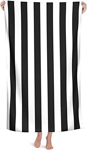 JOGAMA Mikrofaser Strandtuch Schwarze Und Weiße Streifen Groß 100x200 cm, 3D Badetuch Streifen Weiches Leicht Handtuch Schnelltrocknend Sandfreies Strandhandtuch für Erwachsene Kinder