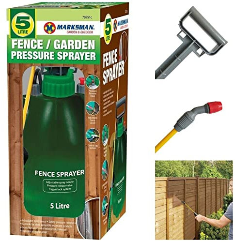 5 Litre Multiuse Pressure Pump Sprayer Adjustable Nozzles for Garden Fence Shed Spraying Fertilizers Chemicals Weedkiller Bottle