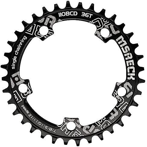 MSRECK 110 BCD schmales breites Kettenblatt 36T 38T 40T 42T 44T 46T 48T 50T 52T für 7 bis 12 Gang Rennrad (schwarz, rund, 44T)