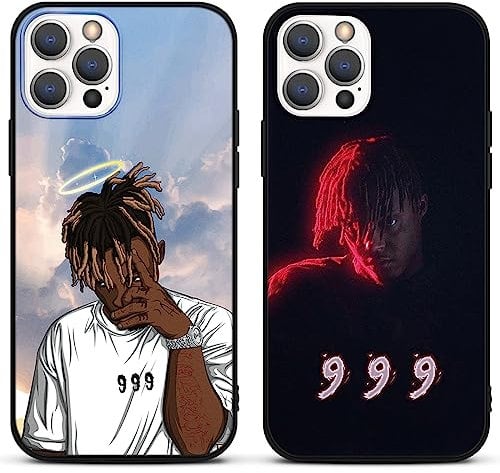 nurkorki [2 Stück] Handyhülle für iPhone 13/iPhone 14 6,1 Hülle, Schwarz Weiche Silikon mit Cool Rapper Juice Wrld Design Schutzhülle Premium TPU Stoßfest Bumper Case für iPhone 13
