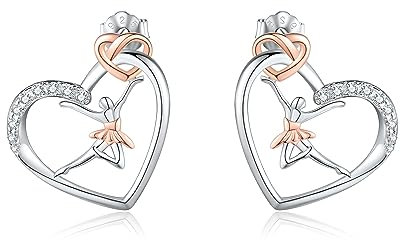 Ballett Tanz Ohrringe 925 Sterling Silber Ballerina Gymnastik Ohrstecker Ballett Schmuck Geschenke für Damen Frauen Teen Mädchen Ballett Liebhaber Ballerina
