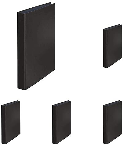 Original Falken YourColor Ringbuch. Made in Germany. 2-D-Ring-Mechanik DIN A4 Füllhöhe 25 mm schwarz Kalender Organizer Ring-Ordner Hefter Plastikordner ideal für Büro und Schule (Packung mit 5)