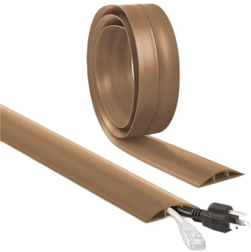 Kabelkanal Selbstklebend Flexibel Kabelschutz - 3M x 30mm x 10mm Flexibler Kabelkanal, Kabelkanal Boden Flach, Kabelkanal Flexibel für Haus, Büro, Schule, Lager (3M, Braun)