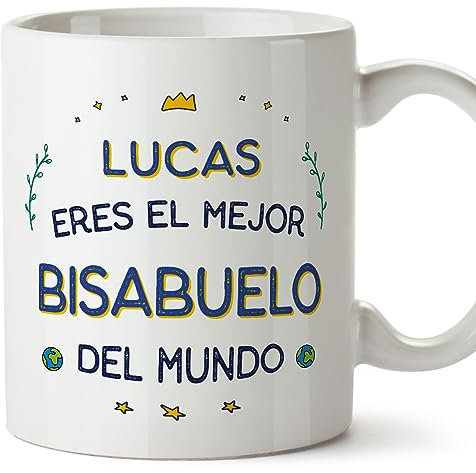 MUGFFINS Tazas Personalizadas para BISABUELO - En Español - Mejor del Mundo - 11 oz / 330 ml - Regalo personalizable original y divertido
