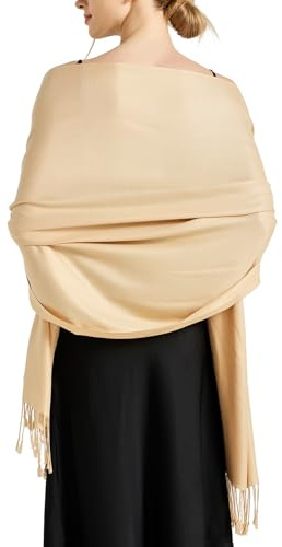 RonFoxi Pashmina Schal Damen Stola, Brautjungfer Hochzeitsschale, Schultertuch für Abendkleider & Hochzeit - Weich & Elegant Umschlagtuch mit Fransen - Gefühl für Ganzjahr