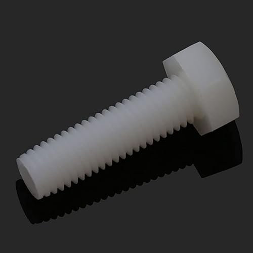 Sechskantschraube, Gewindebolzen, M3 M4 M5 M6 M8 M10 Nylon-Sechskantschrauben Außensechskant-Kunststoffschraubenbolzen Weiße Kunststoff-Sechskantschraube (Farbe: 10 Stück_M6x8) (Color : 50pcs-M6x15)
