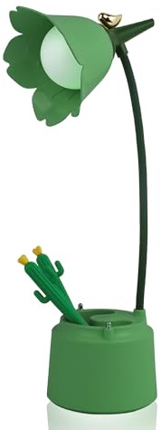 himmel Kinder Schreibtischlampe mit Stifthalter, Dimmbare LED Tischlampe mit 3-Farben-Temperaturen, Wiederaufladbare Schreibtischlampe mit Touch Sensor und flexiblem Arm zum Lesen, Lernen