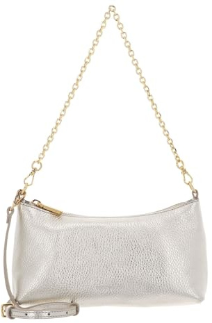 Coccinelle Leder Umhängetasche Schultertasche Aura Mini Bag Grained Leather Pale Gold goldfarben