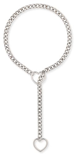 ADEMISHIA Damen-Halskette mit Herz-O-Ring – Handgefertigte verstellbare Punk-Gothic-Lariatkette in Y-Form (Silber, 29)