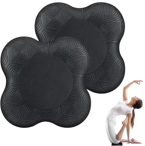 KUIZHEN Kniekissen Yoga, 2 Stück Rutschfest Yoga, 20x20cm Yoga-Knie-Pad Knie Padmatte Yoga Knee Protector Unterstützt Knie für Yoga Pilates Sport (Schwarz)