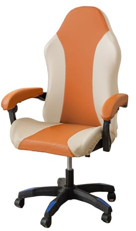 Coprisedia da Gaming Elasticizzata,Pelle di Agnello Ergonomica Coprisedia per Sedia da Gioco,Fodera per Sedia da Ufficio con Braccioli/Schienale,Sedia da Computer Gioco,Senza Sedie-Beige Orange