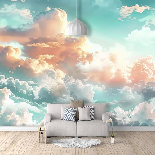 SPECUFX Papier Peint nuages colorés de rêve 200x140cm Papier Adhésif Meuble Papier Peint Adhesif Fleur Papier Peint Cuisine Lavable Mural Vinyl Adhesif Salle de Bain Chambre Salon