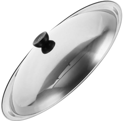 Luxshiny Wok-Deckel Universaldeckel Edelstahl-Pfannendeckel Bratpfannenabdeckung 34 Cm Kochgeschirrdeckel Ersatzkuppel Kochpfannendeckel Bratpfannendeckel Mit Rundem Knopf Für Die Küche