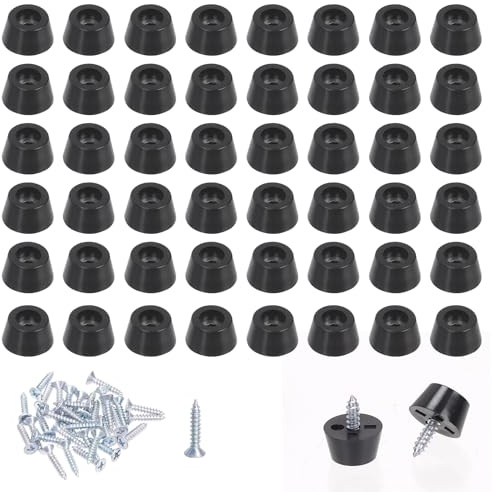 Mardatt 50Pcs Rubber Feet for Cutting Board, Non Slip Rubber Bumper Feet with Screws, Black Rubber Feet Bumpers Pads for Furniture and Appliances- 12x8x7mm/0.47x0.31x0.27