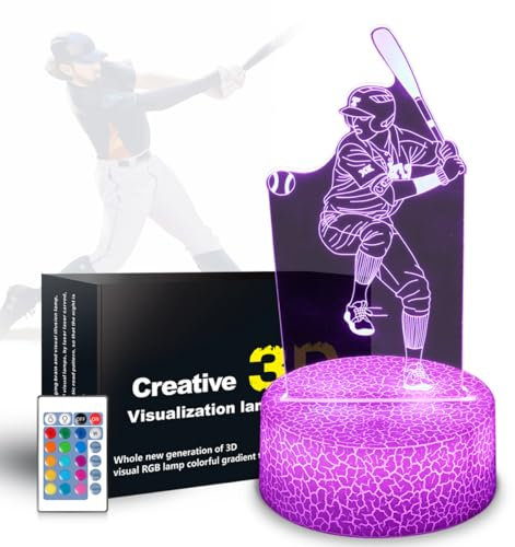 JHXLAMP Baseball-Geschenke für Sport-Fan, Baseball-Nachtlicht,16 Farbe ändern Dekoration Lampe mit Fernbedienung & Touch, Geschenke für Weihnachten Valentinstag Geburtstag für Jungen Mädchen
