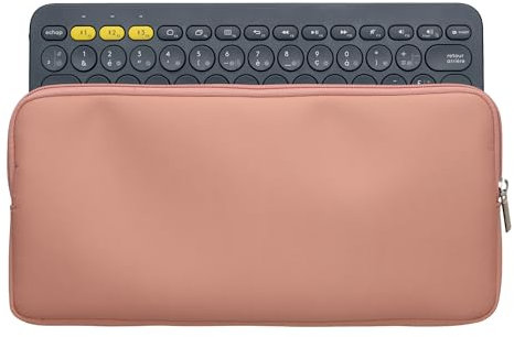 kwmobile Nylon Keyboard Zip Case Compatible with Logitech K380 Case - Pastel Peach